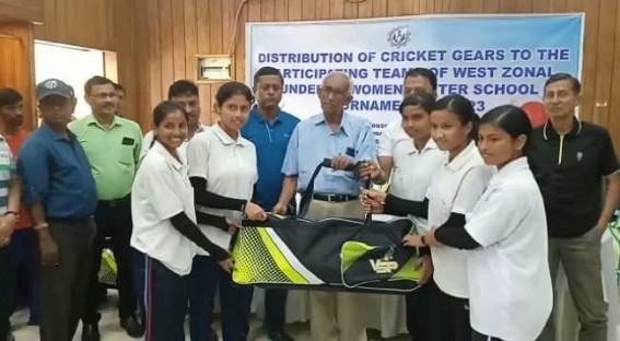 Tripura Cricket Association distributed full cricket gears among school level participants 